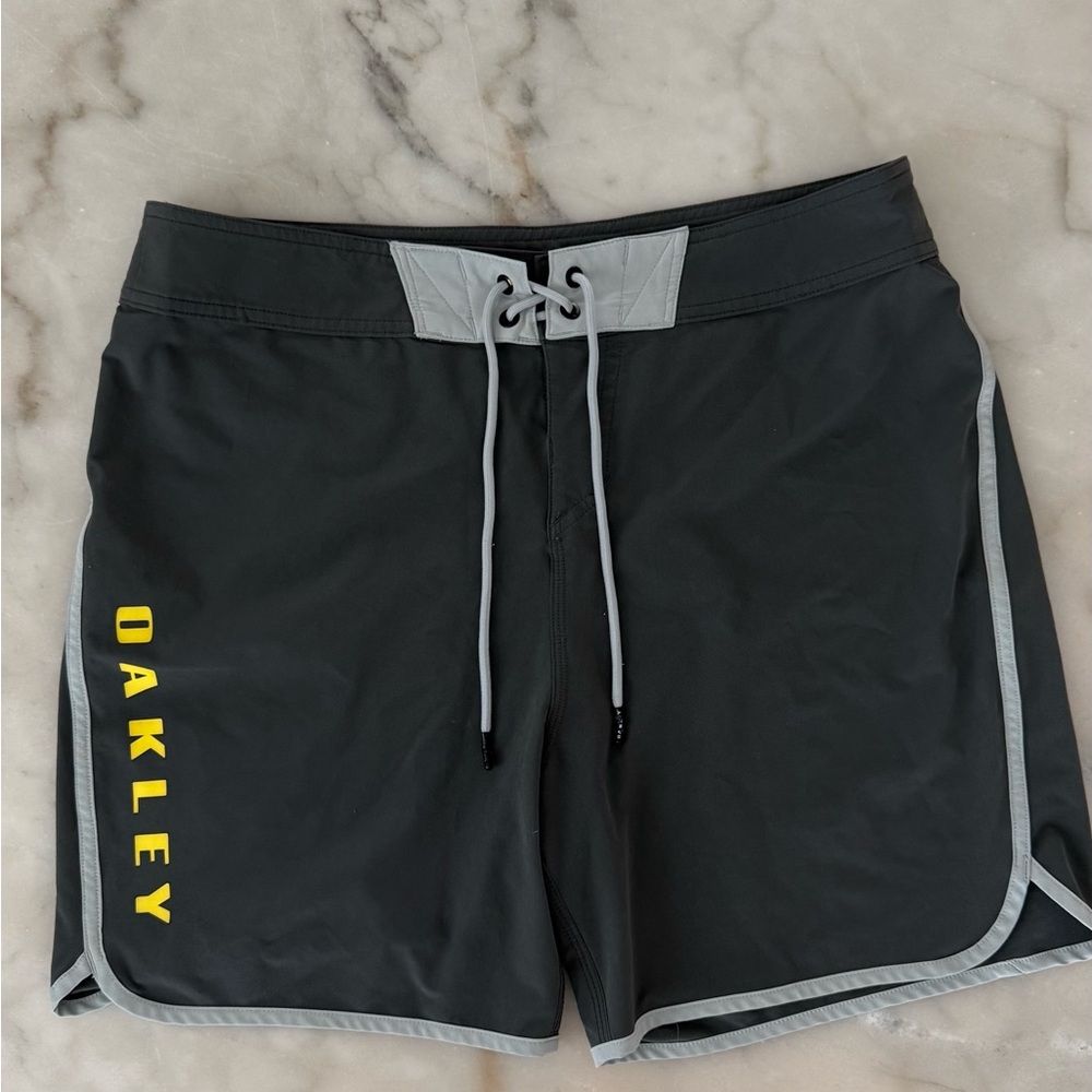 Oakley Charcoal and Light Gray Swim Shorts